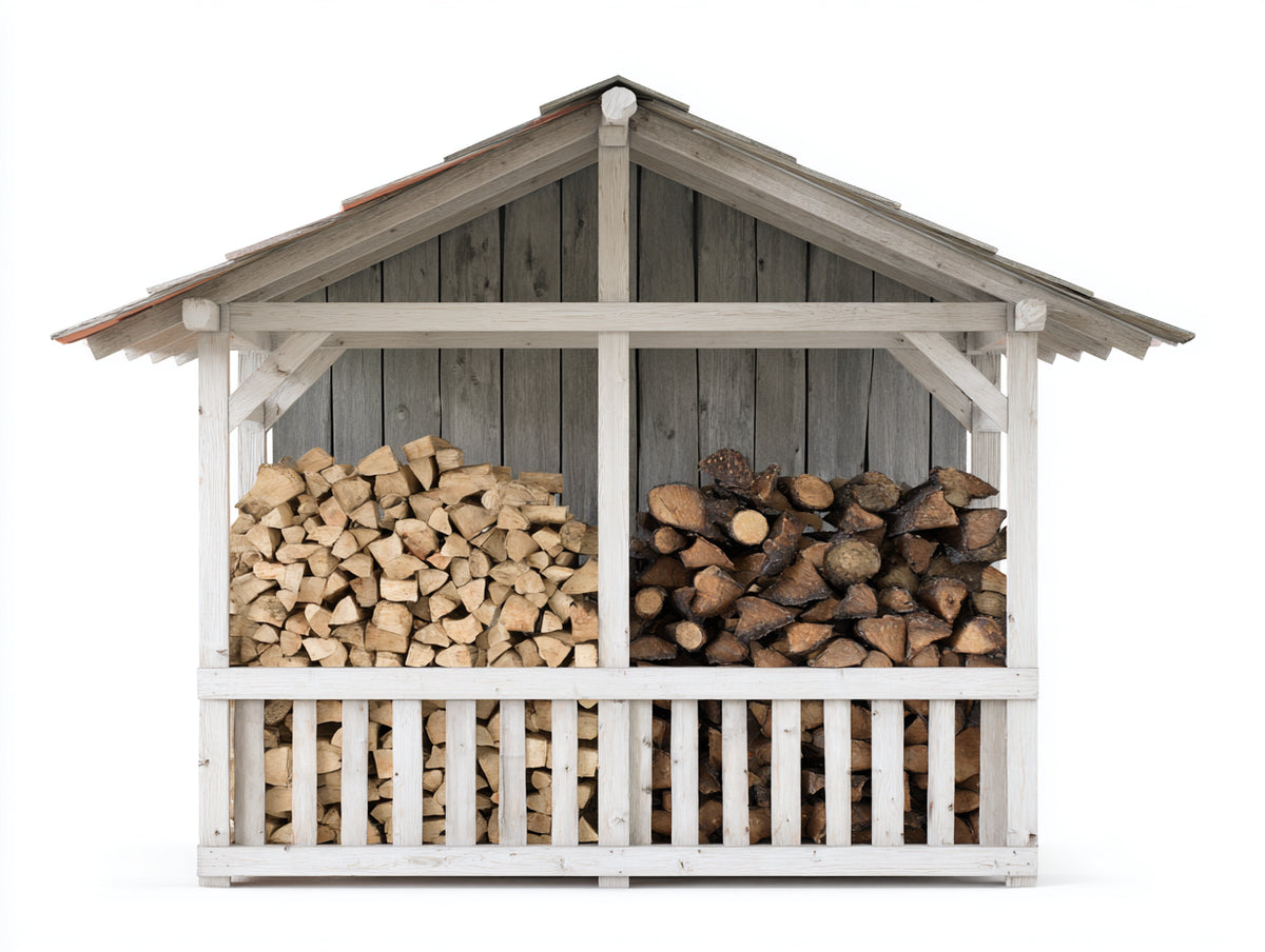 Portalegna - Legno - 224x86x186 cm - Bianco-Grigio - Stile tradizionale