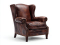 Poltrona a orecchioni - Similpelle - 89x92x108 cm - Marrone mogano - Stile inglese