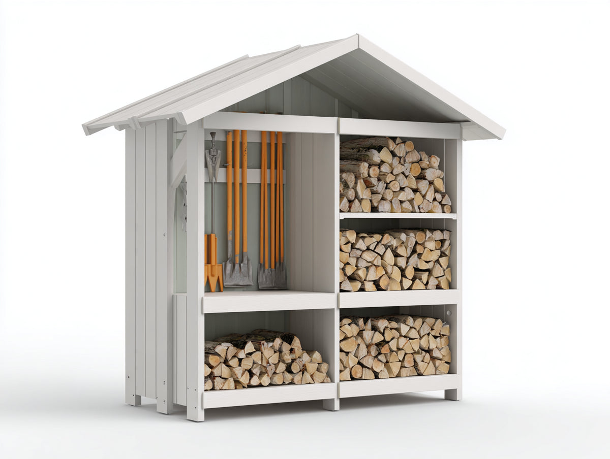 Portalegna - Legno - 168x78x181 cm - Bianco - Stile nordico
