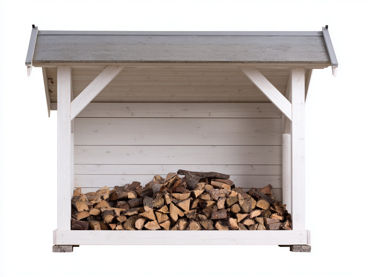 Portalegna - Legno - 176x76x166 cm - Bianco-Grigio - Stile minimalista