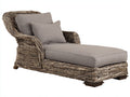 Lettino prendisole - Rattan-Tessuto - 188x84x92 cm - Marrone grigiastro-Tortora - Stile rustico