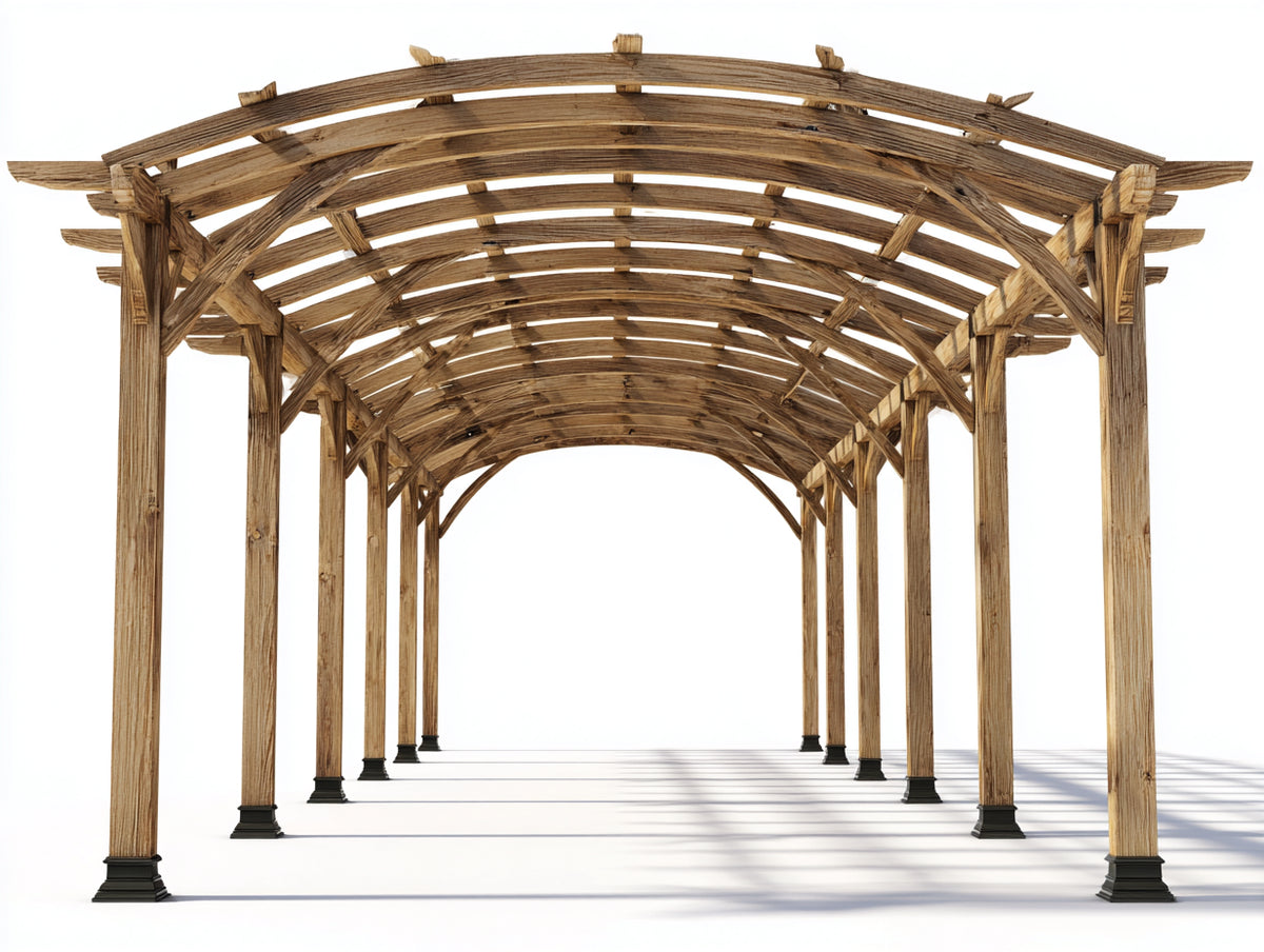 Pergola da giardino - Legno - 900x400x320 cm - Marrone naturale - Stile rustico ad arco