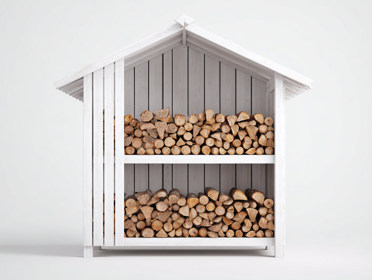 Portalegna - Legno - 146x74x184 cm - Bianco - Stile nordico