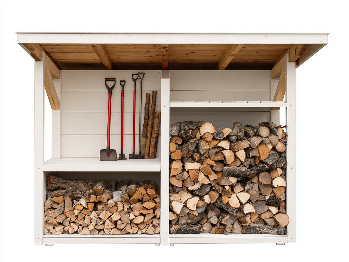 Portalegna - Legno - 246x94x188 cm - Bianco-Naturale - Stile contemporaneo