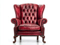 Poltrona a orecchioni - Similpelle - 90x93x110 cm - Rosso borgogna - Stile vittoriano