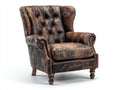 Poltrona a orecchioni - Similpelle - 89x94x111 cm - Marrone bruciato-Nero - Stile industriale vintage