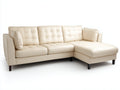 Divano angolare - Ecopelle-Legno - 262x168x89 cm - Crema - Stile contemporaneo