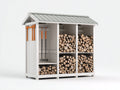 Portalegna - Legno - 216x84x182 cm - Bianco-Grigio - Stile moderno