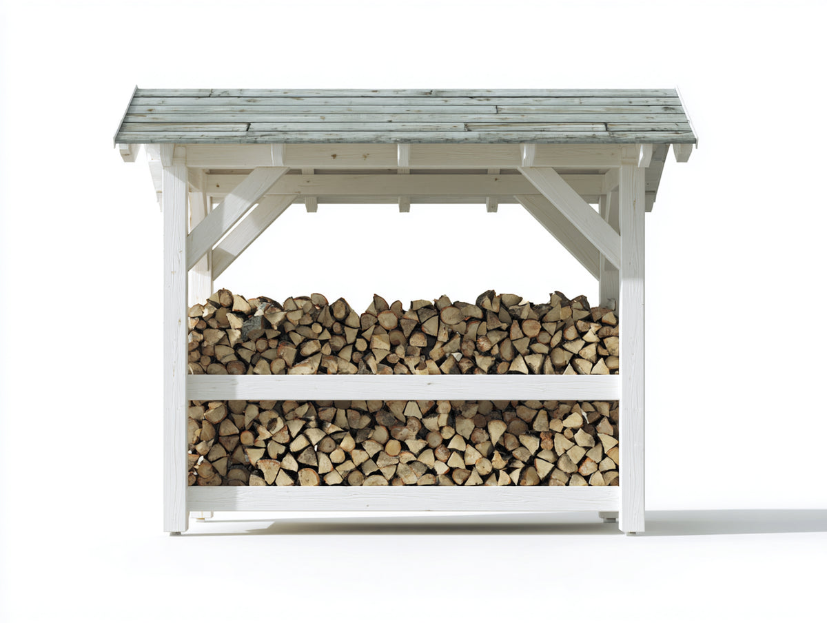 Portalegna - Legno - 194x78x176 cm - Bianco-Grigio - Stile nordico