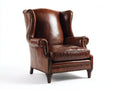 Poltrona a orecchioni - Similpelle - 88x93x112 cm - Marrone cuoio - Stile inglese