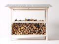 Portalegna - Legno - 188x72x164 cm - Bianco - Stile minimalista
