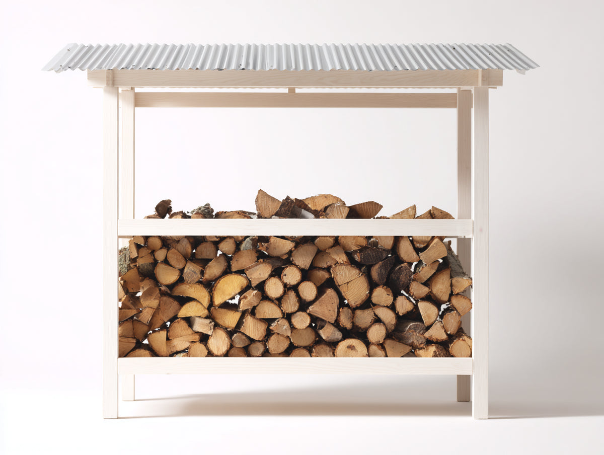 Portalegna - Legno - 188x72x164 cm - Bianco - Stile minimalista