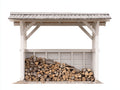 Portalegna - Legno - 226x82x178 cm - Bianco-Grigio - Stile tradizionale