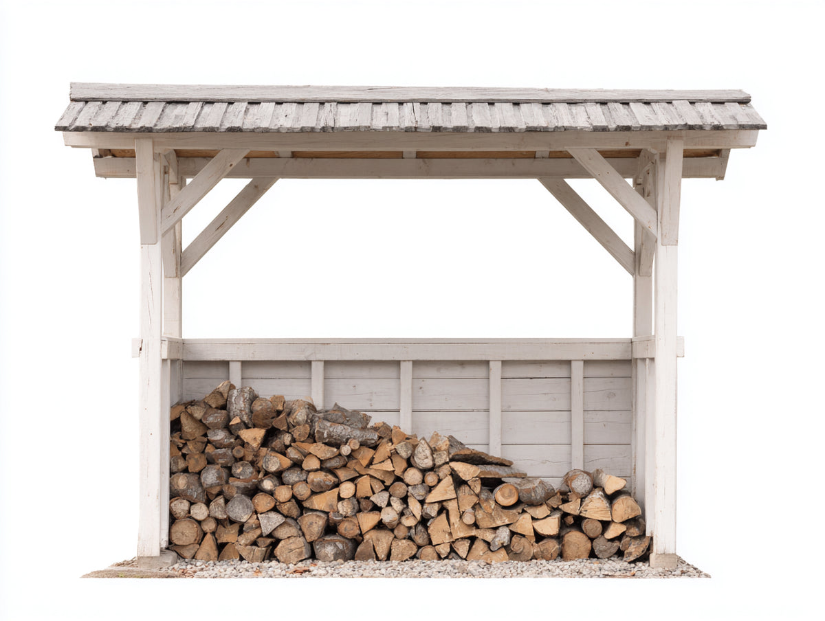 Portalegna - Legno - 226x82x178 cm - Bianco-Grigio - Stile tradizionale