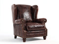 Poltrona a orecchioni - Similpelle - 88x91x110 cm - Marrone scuro - Stile classico