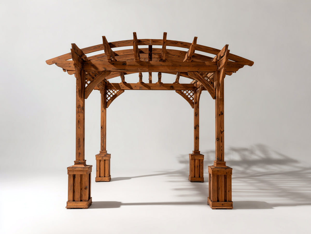 Pergola da giardino - Legno - 380x320x305 cm - Marrone caldo - Stile orientale ad arco