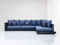 Divano angolare - Tessuto-Legno - 318x188x86 cm - Blu-Nero - Stile moderno