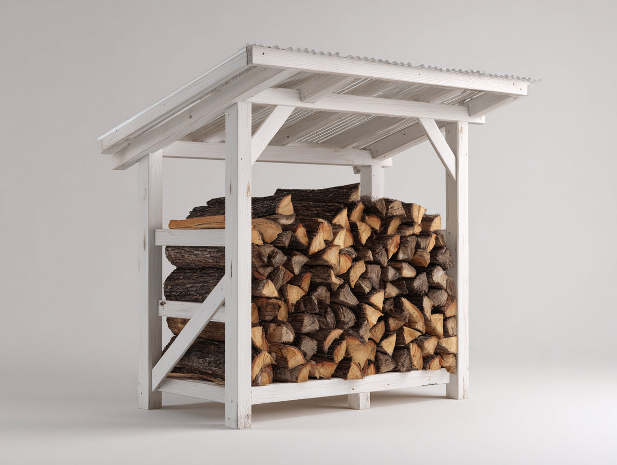 Portalegna - Legno - 148x92x171 cm - Bianco - Stile minimalista