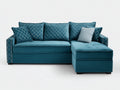 Divano angolare - Tessuto - 252x165x88 cm - Blu petrolio - Stile moderno
