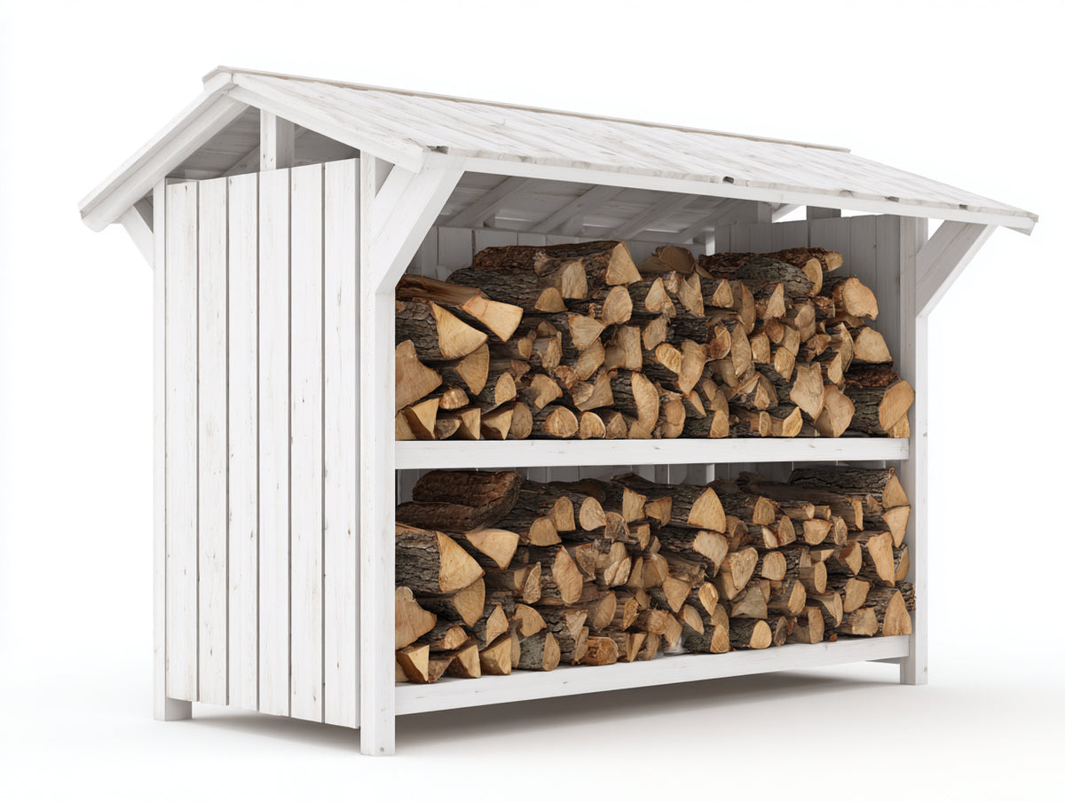 Portalegna - Legno - 218x92x176 cm - Bianco - Stile rustico