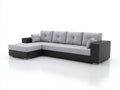 Divano angolare - Tessuto-Ecopelle - 284x172x87 cm - Grigio chiaro-Nero - Stile moderno