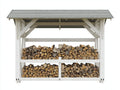 Portalegna - Legno - 258x88x191 cm - Bianco-Grigio - Stile rustico