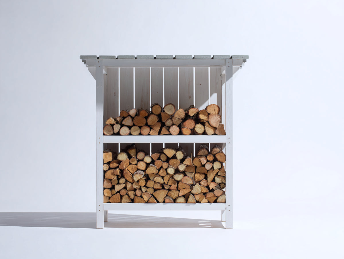 Portalegna - Legno - 138x68x174 cm - Bianco - Stile nordico