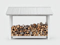 Portalegna - Legno - 202x78x170 cm - Bianco - Stile moderno